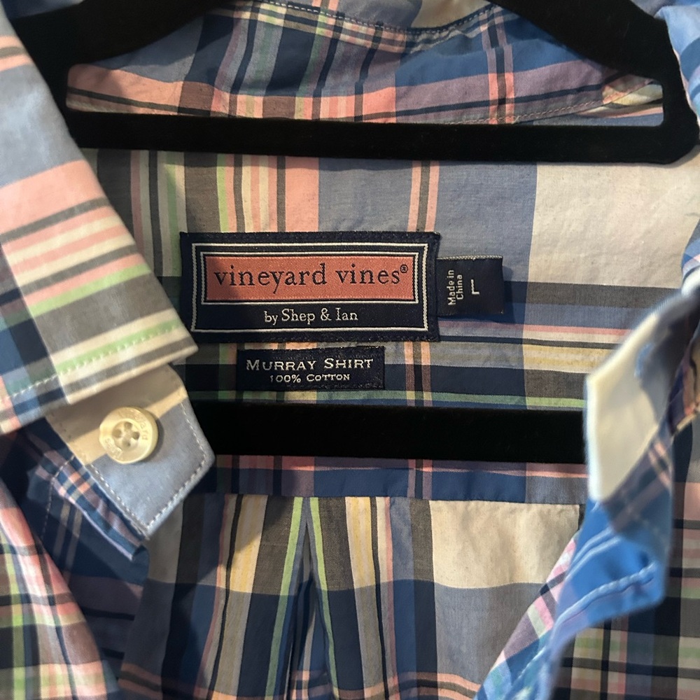 Vineyard Vines Casual Button Down Blue and Pink Shirt